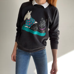 1980s Scottie and Westie Built In Collar Sweatshirt - Oh My!