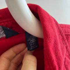 1980s USA MADE Lands' End Soft Cotton Flannel in a Deep Red