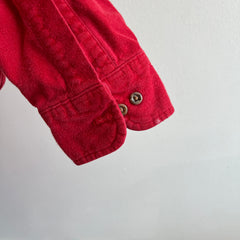 1980s USA MADE Lands' End Soft Cotton Flannel in a Deep Red