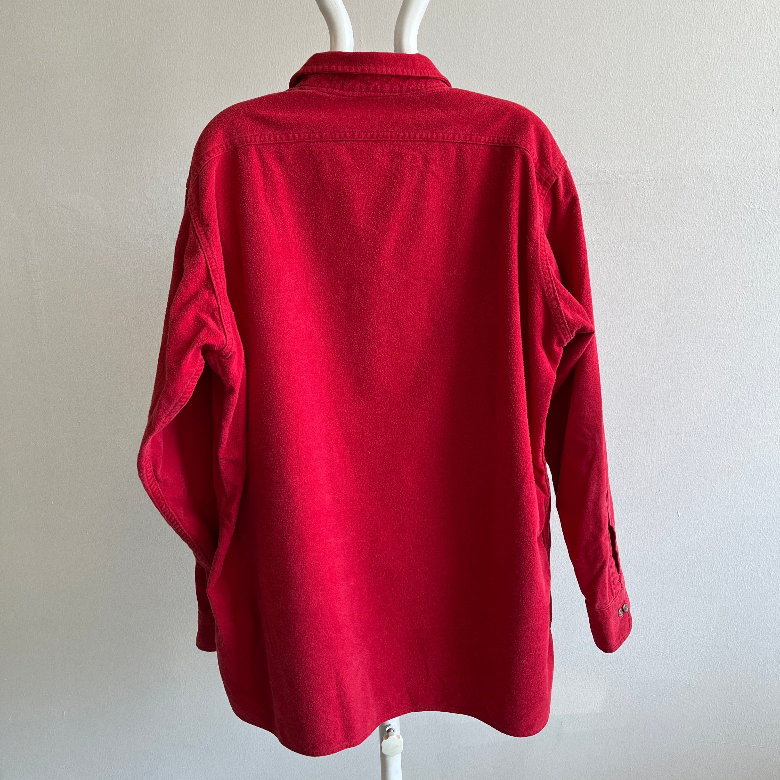 1980 USA MADE Lands' End Flanelle de coton doux dans un rouge profond