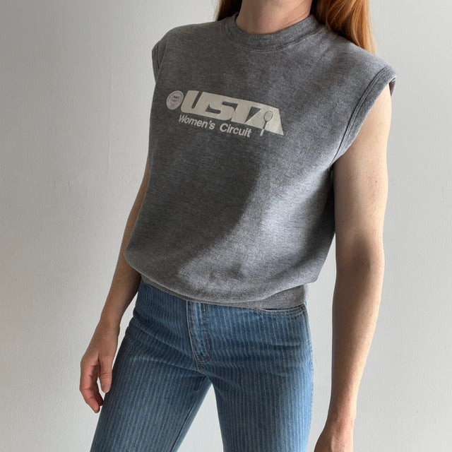 1980s US Tennis Association Sweatshirt Warm Up Vest - WOW