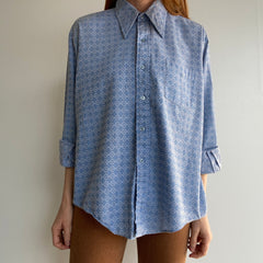 1970s Epic Baby Blue Button Down Shirt - The Collar!