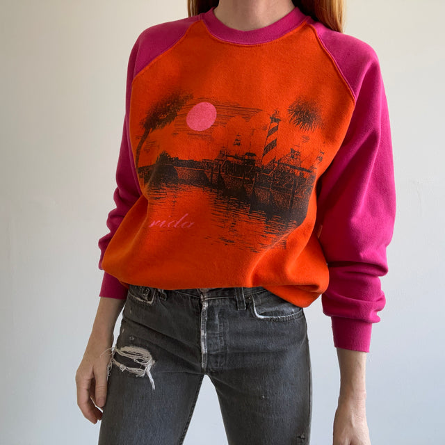 1980s Baseball Style Two-Tone Florida Tourist Sweatshirt by Jerzees - THIS!!!