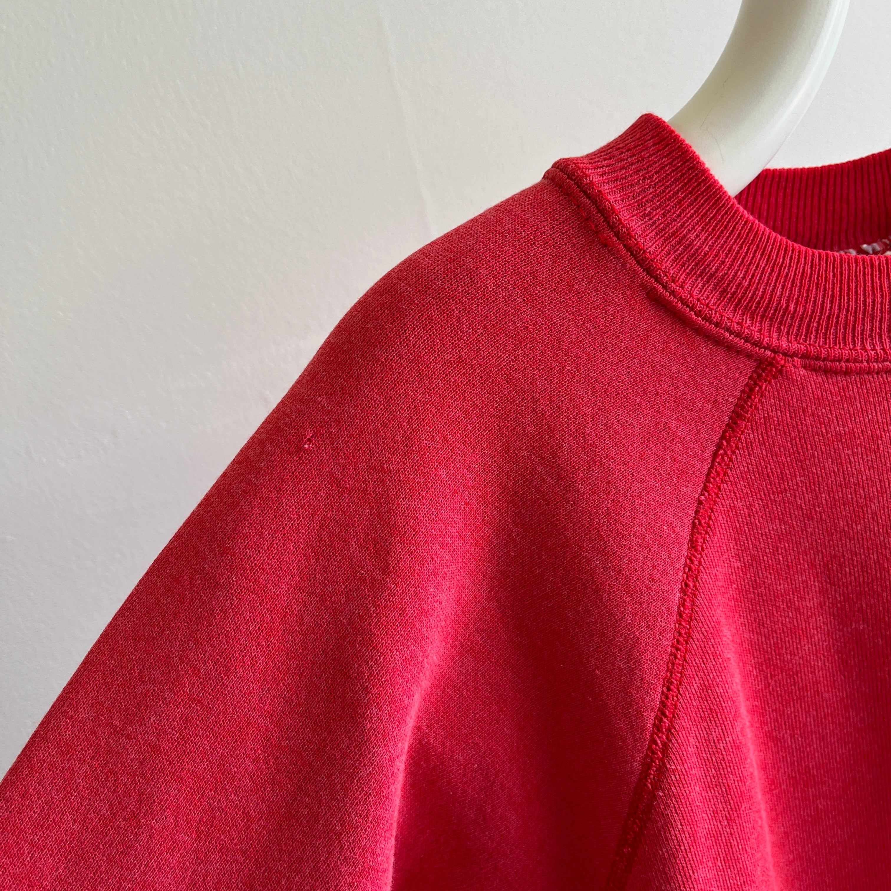 1990s Sun Faded Blank Red Raglan by Hanes Her Way