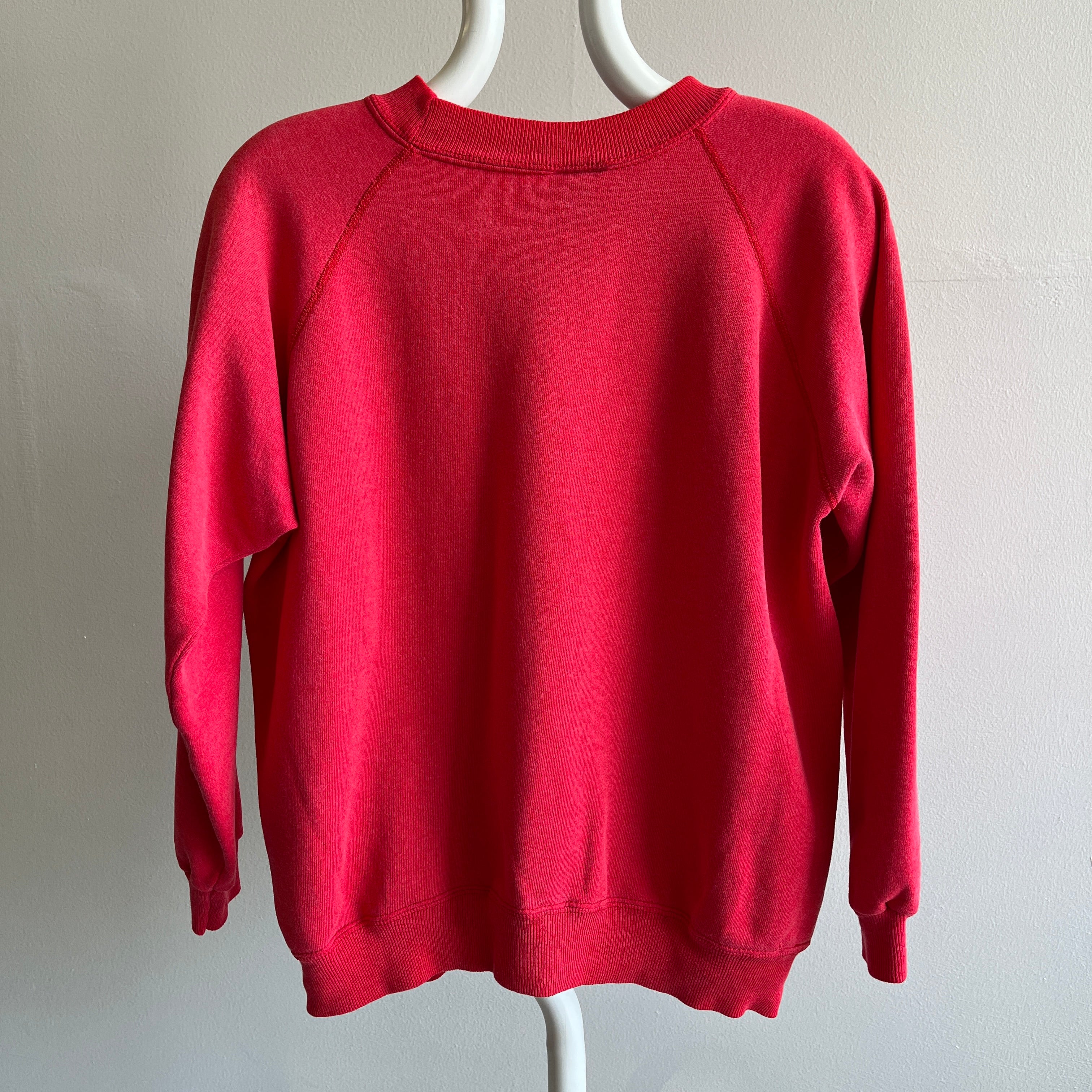 1990s Sun Faded Blank Red Raglan by Hanes Her Way