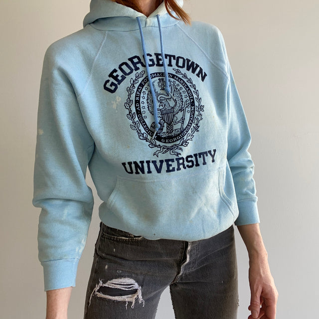 Sweat à capuche Super Stained Georgetown University des années 1970 - EPIC!