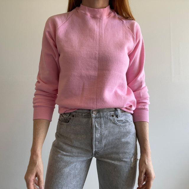 1980s Blank Barely (Never?) Worn Bubblegum Pink Raglan Sweatshirt by Jerzees