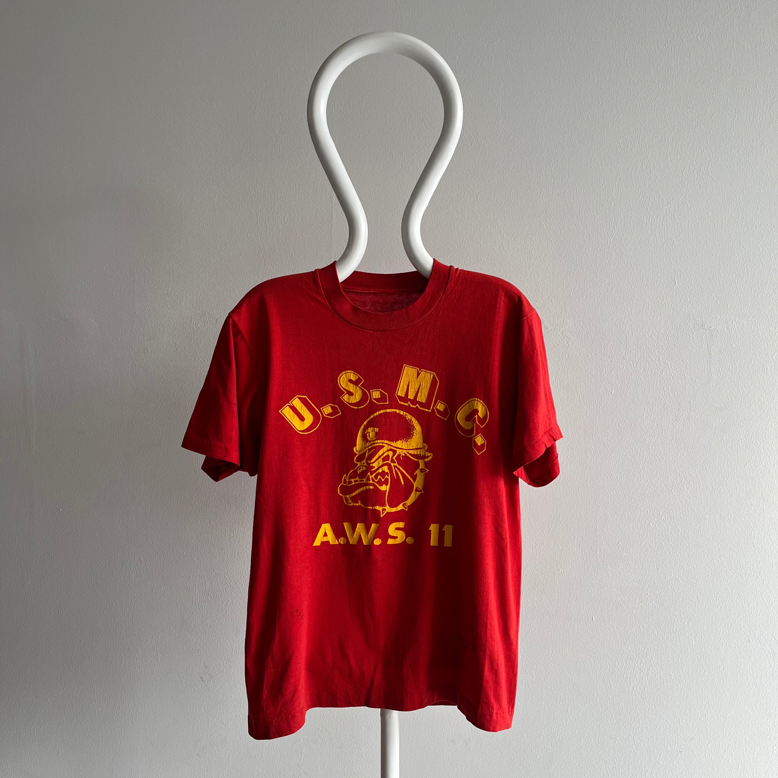 T-shirt bouledogue USMC des années 1980