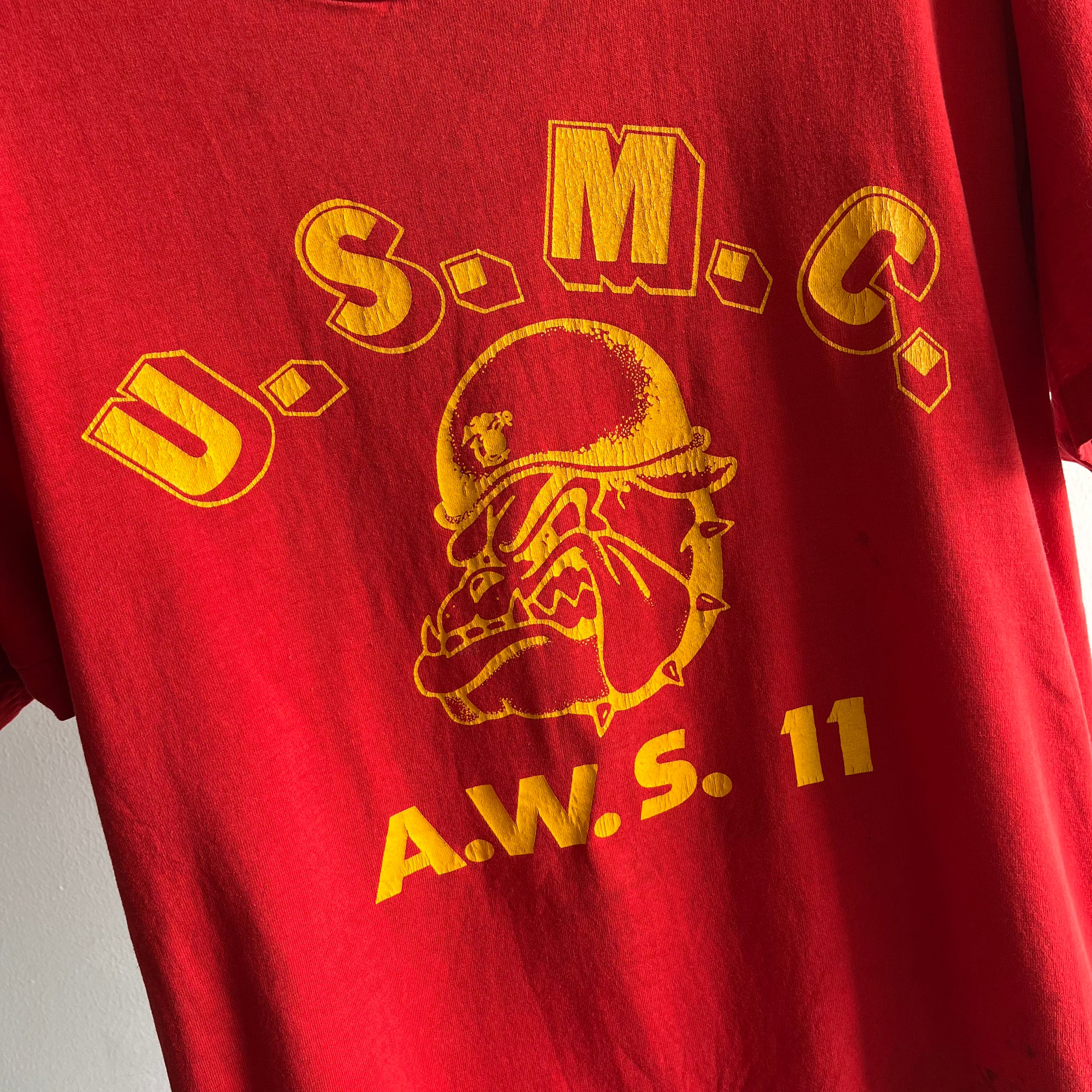 T-shirt bouledogue USMC des années 1980