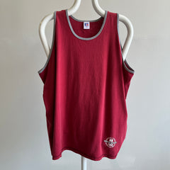 1990s Burgundy with Gray Piping Cotton Tank Top by Russell