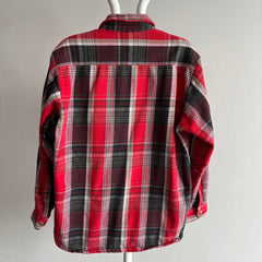 1980s Five Brothers Red, Black and White Medium Weight Cotton Flannel