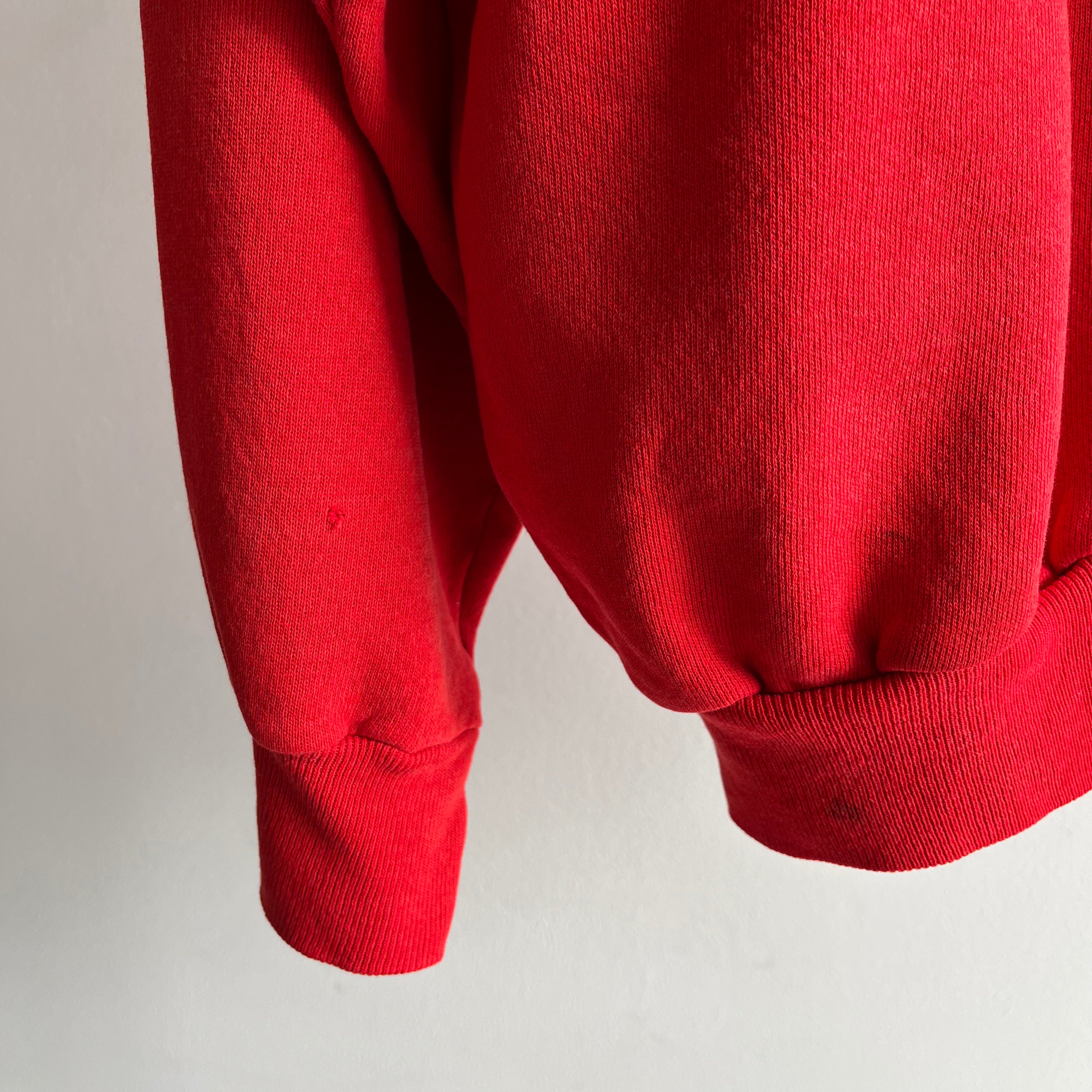 1980s Thin, Slouchy, Stained and RAD Blank Red Hoodie