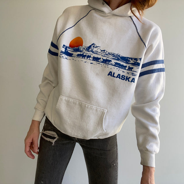 1970/80s Alaska Graphic Pullover Hoodie - That Blue Piping!!