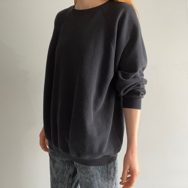 1980/90s Oversized Paint Stained Blank Faded Black Sweatshirt