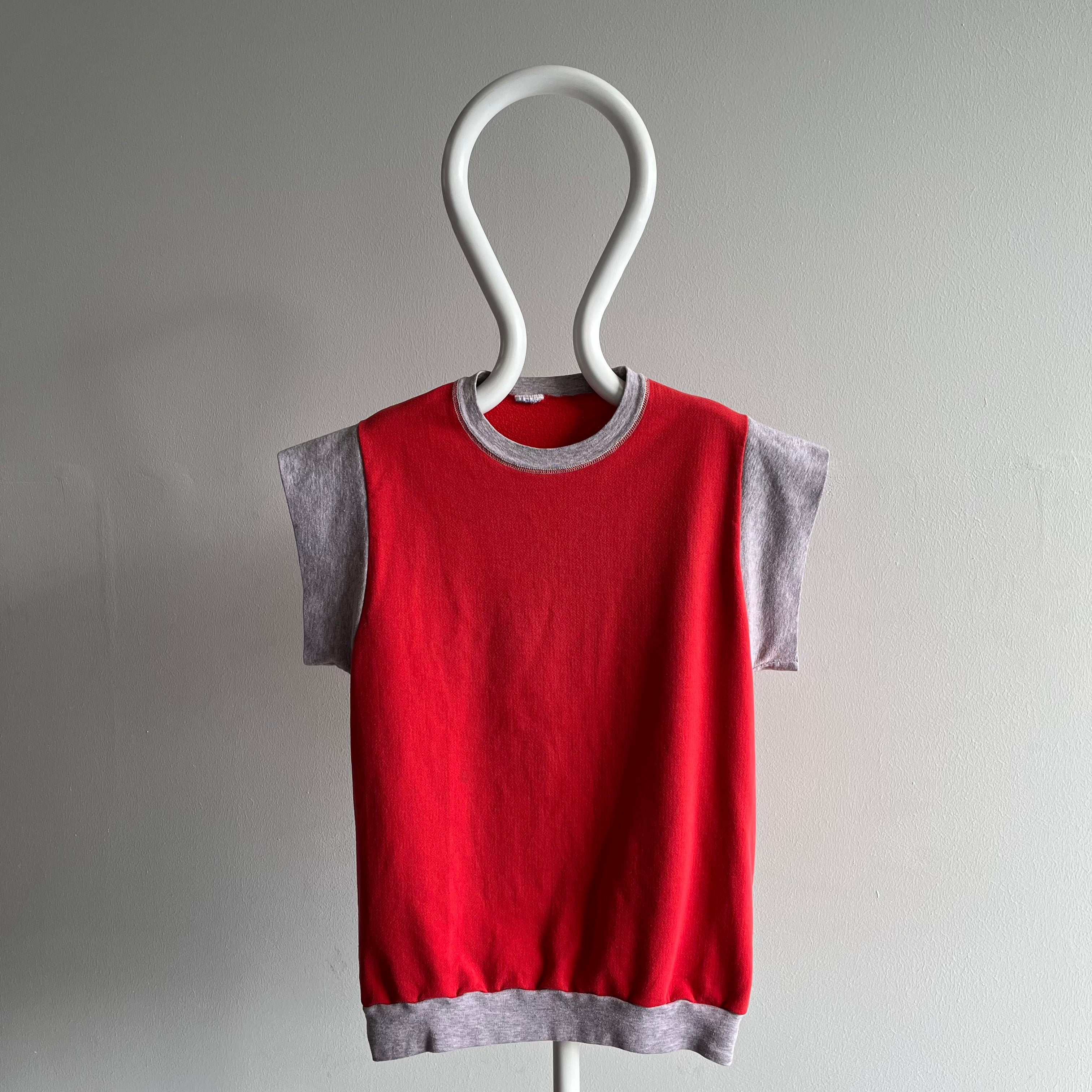 1980s Color Block Muscle Shirt Warm Up