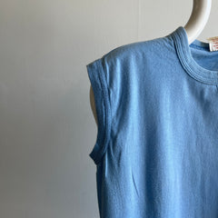 1970s Faded Baby Blue Blank Muscle Tank