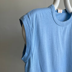 1970s Faded Baby Blue Blank Muscle Tank