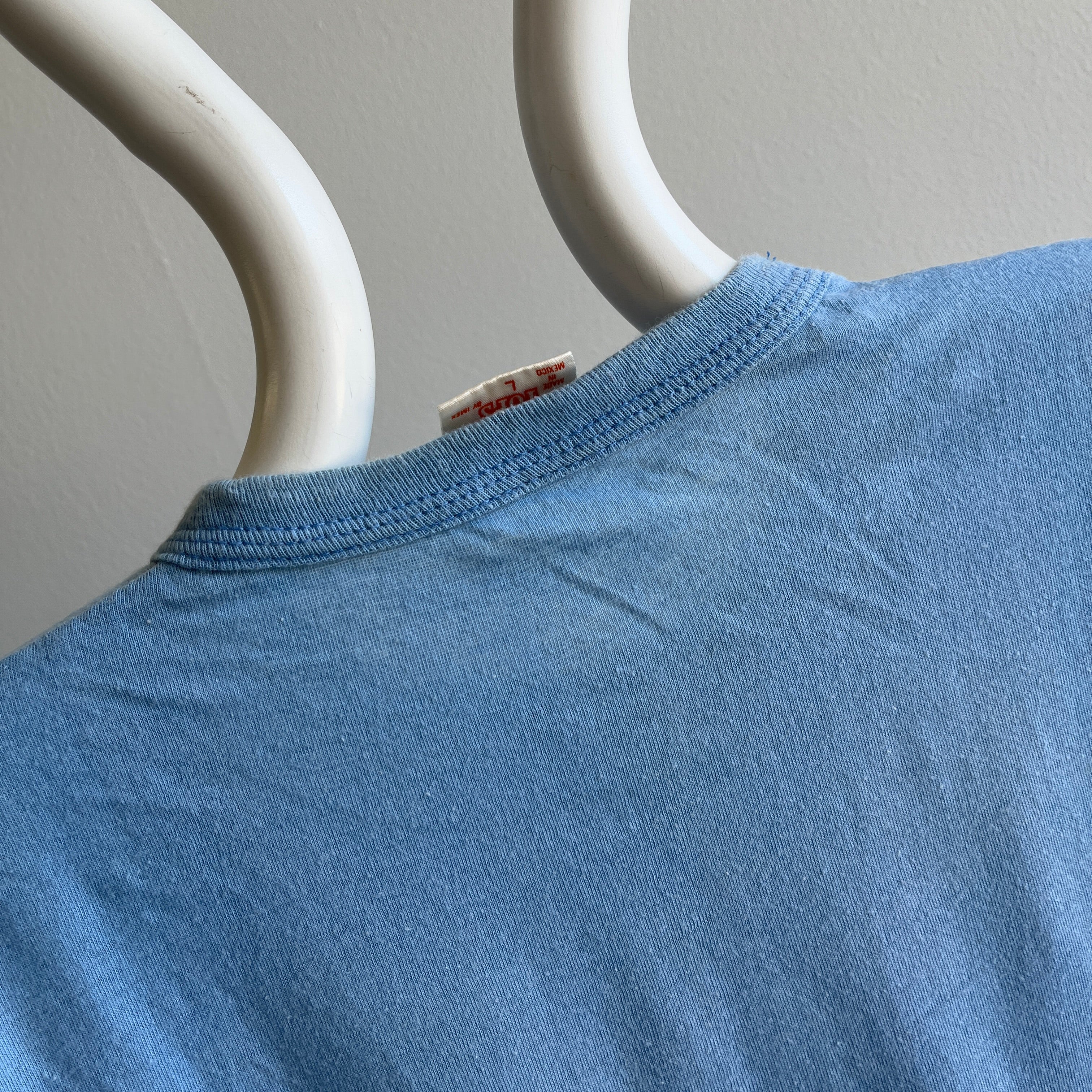 1970s Faded Baby Blue Blank Muscle Tank