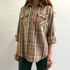 1990/2000s Neutral Plaid Heavy Cotton Flannel