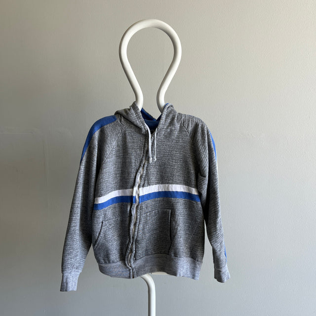 1980s Two Tone Striped Zip Up Hoodie by FOTL  - Personal Collection