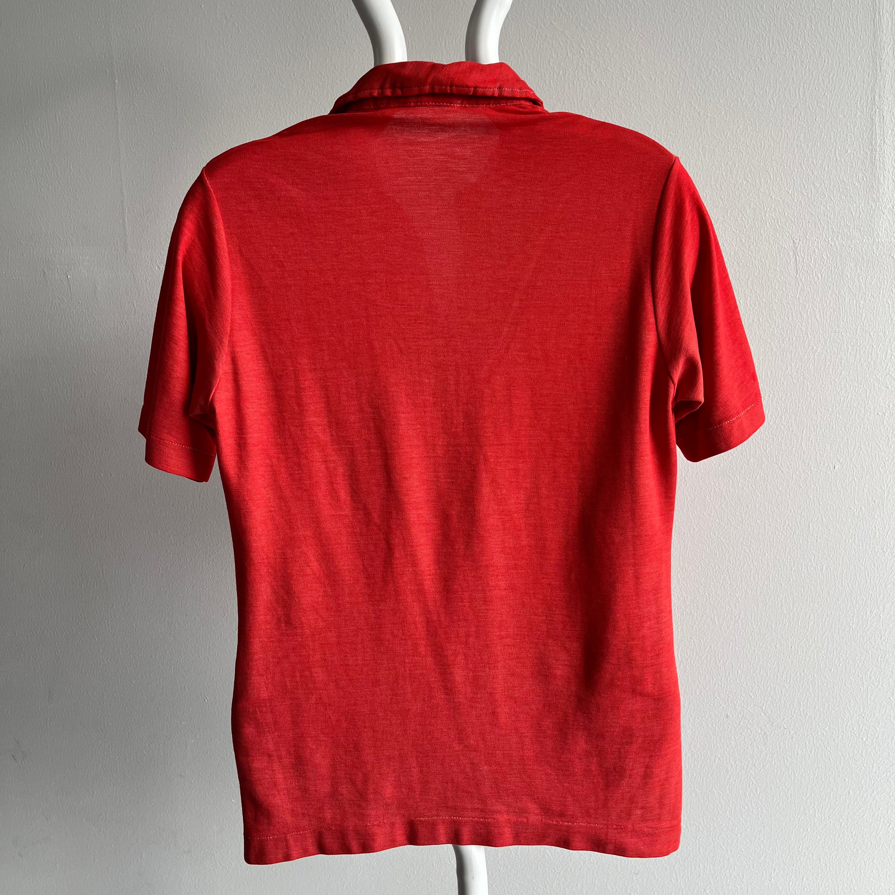 1970s Super Faded Smaller Red Pocket Polo T-Shirt