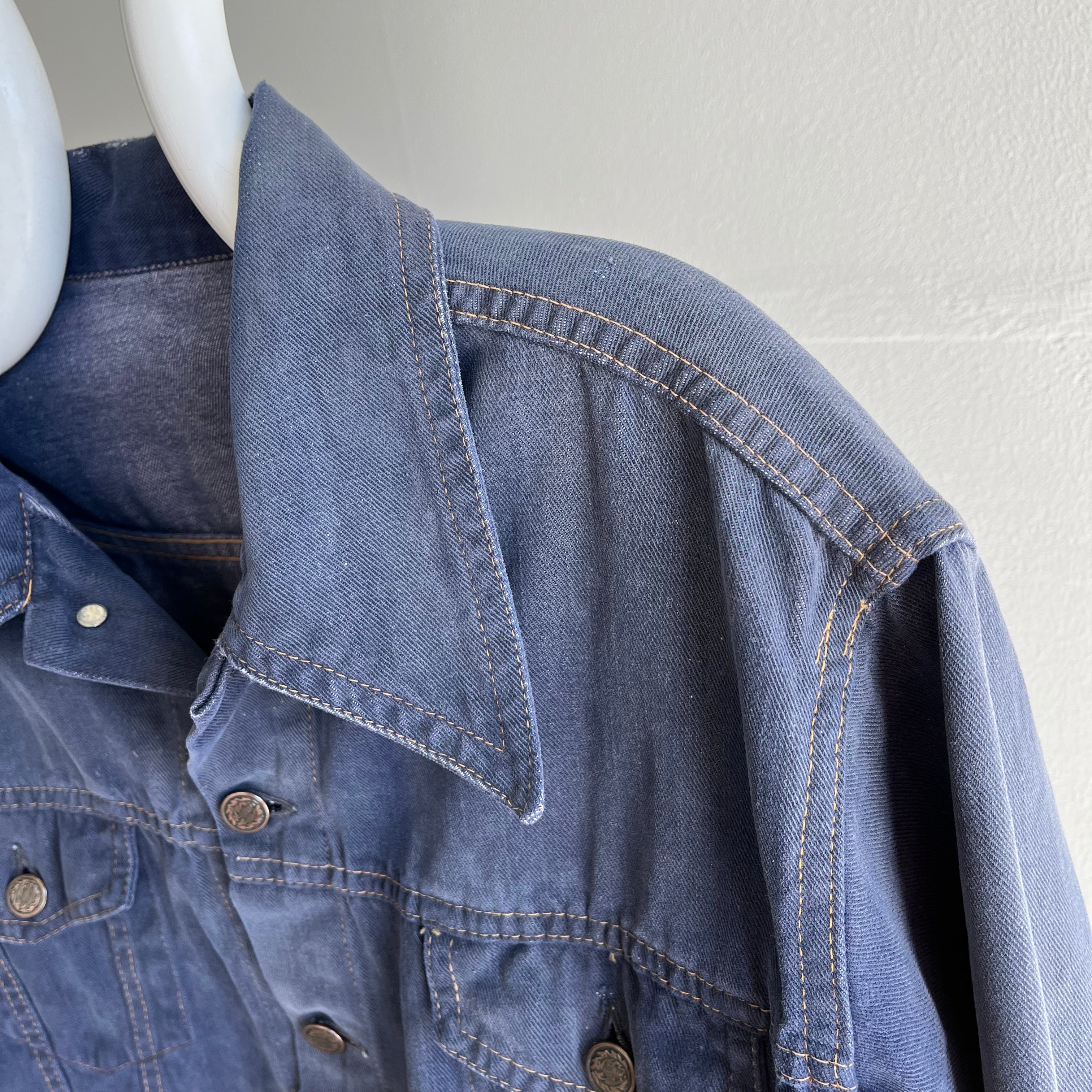 1970s Moleskin Super Sun Faded and Soft Denim Style Jacket