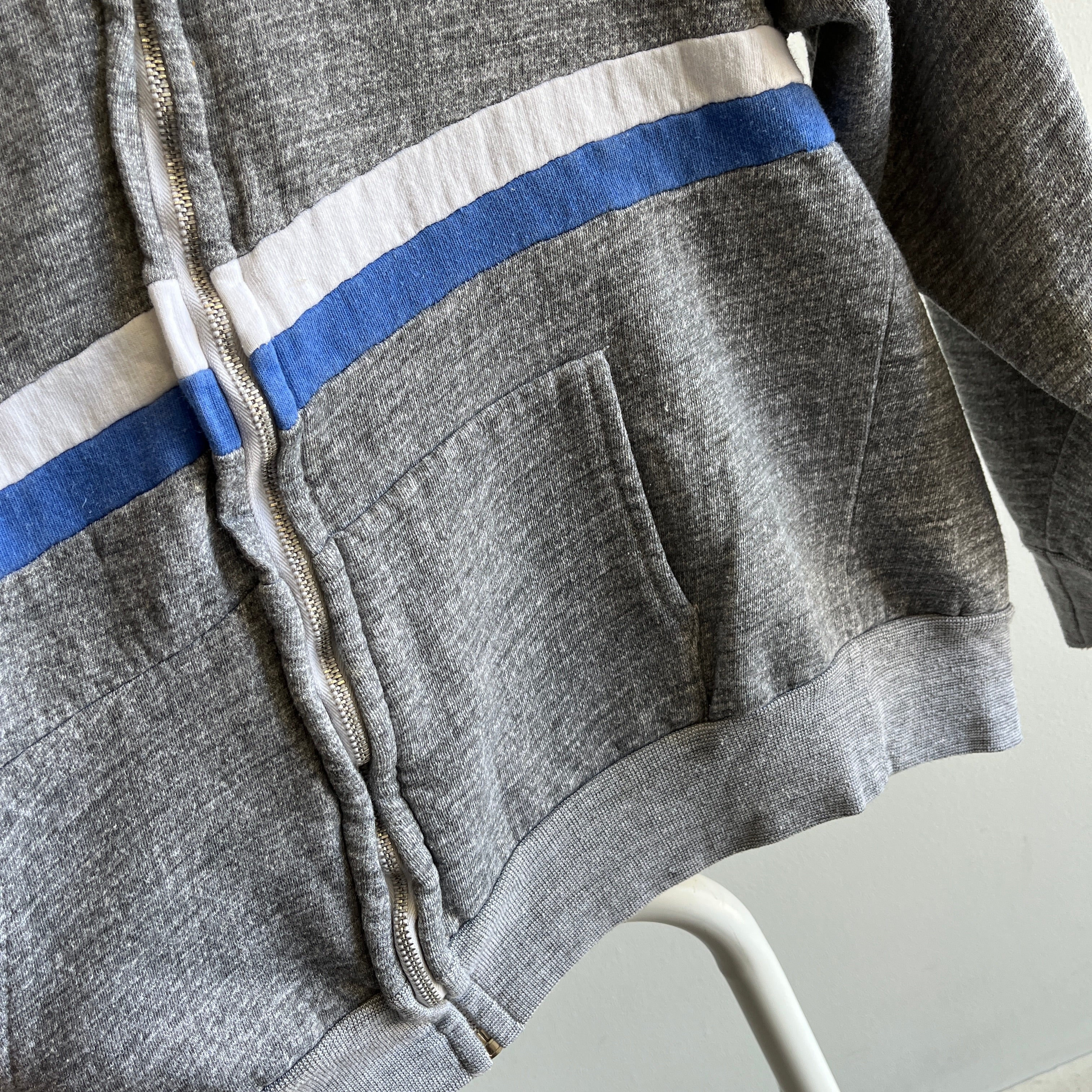 1980s Two Tone Striped Zip Up Hoodie by FOTL  - Personal Collection