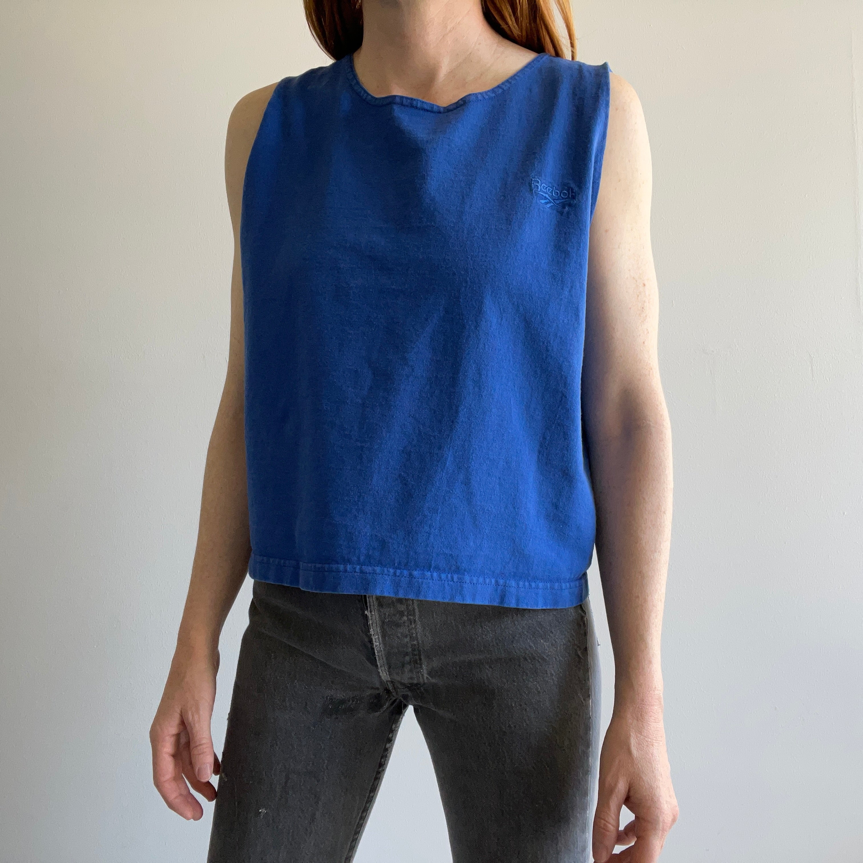 1980s USA Made Blank Cotton Reebox Crop Top