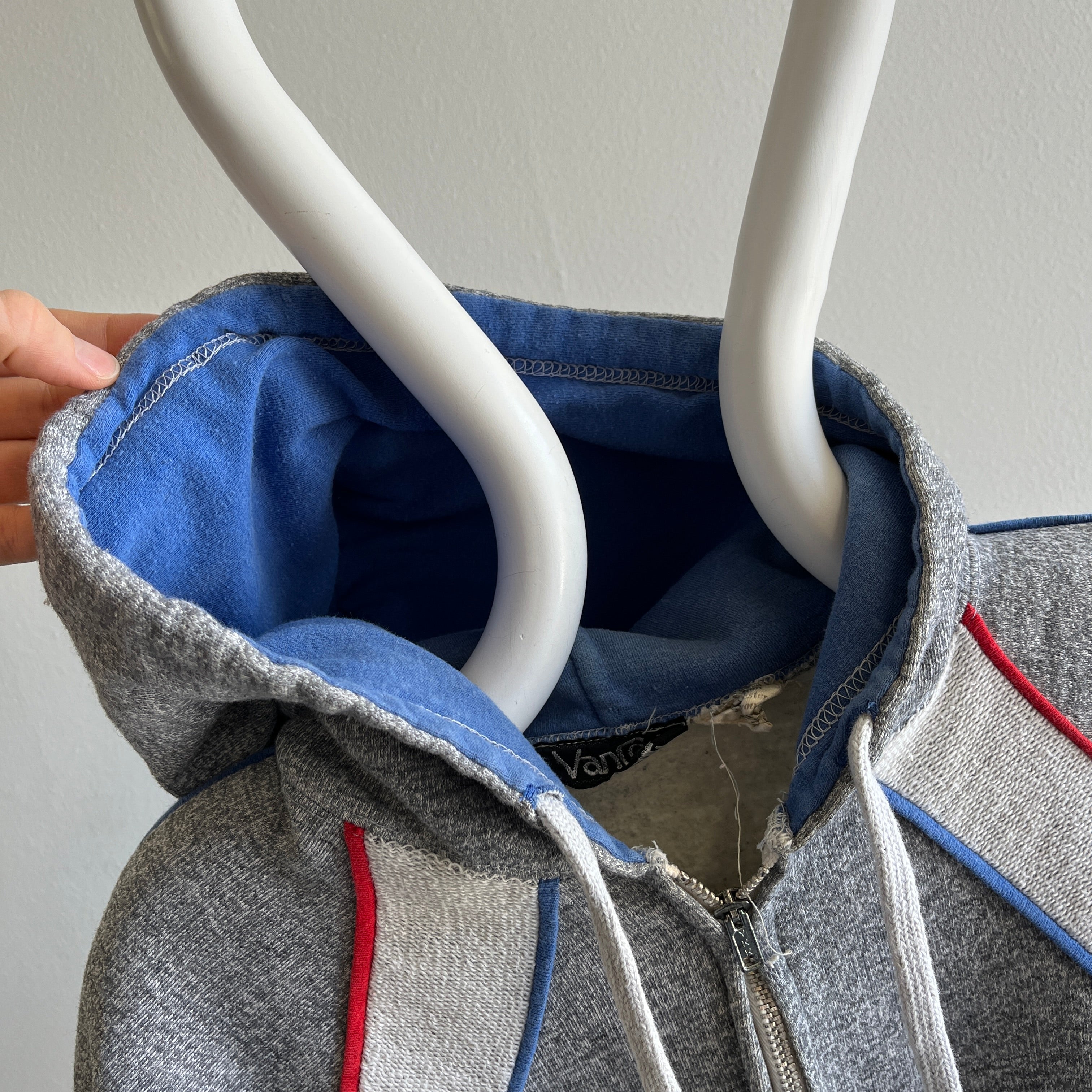 1970s EPIC Red, White, Blue and Gray Zip Up Hoodie - Personal Collection