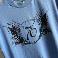 T-shirt en coton du bicentenaire de 1976 sur une étiquette de jockey rare - WOW