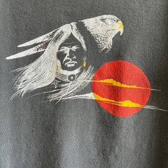 T-shirt aigle amérindien attrape-rêves fané des années 1980