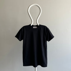 1980s Barely Worn Blank Black Single Stitch T-Shirt