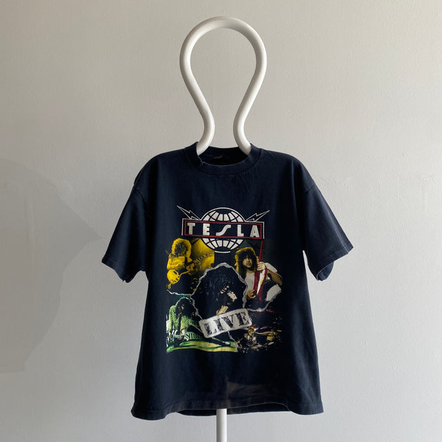 1992 Tesla (the Band) Tour T-Shirt avec Bleach Fading - Giant by Tee Jays Brand - YESSSSSS