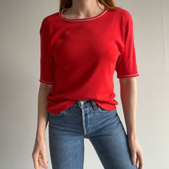 T-shirt à anneau rouge Super Duper des années 1970, doux et souple