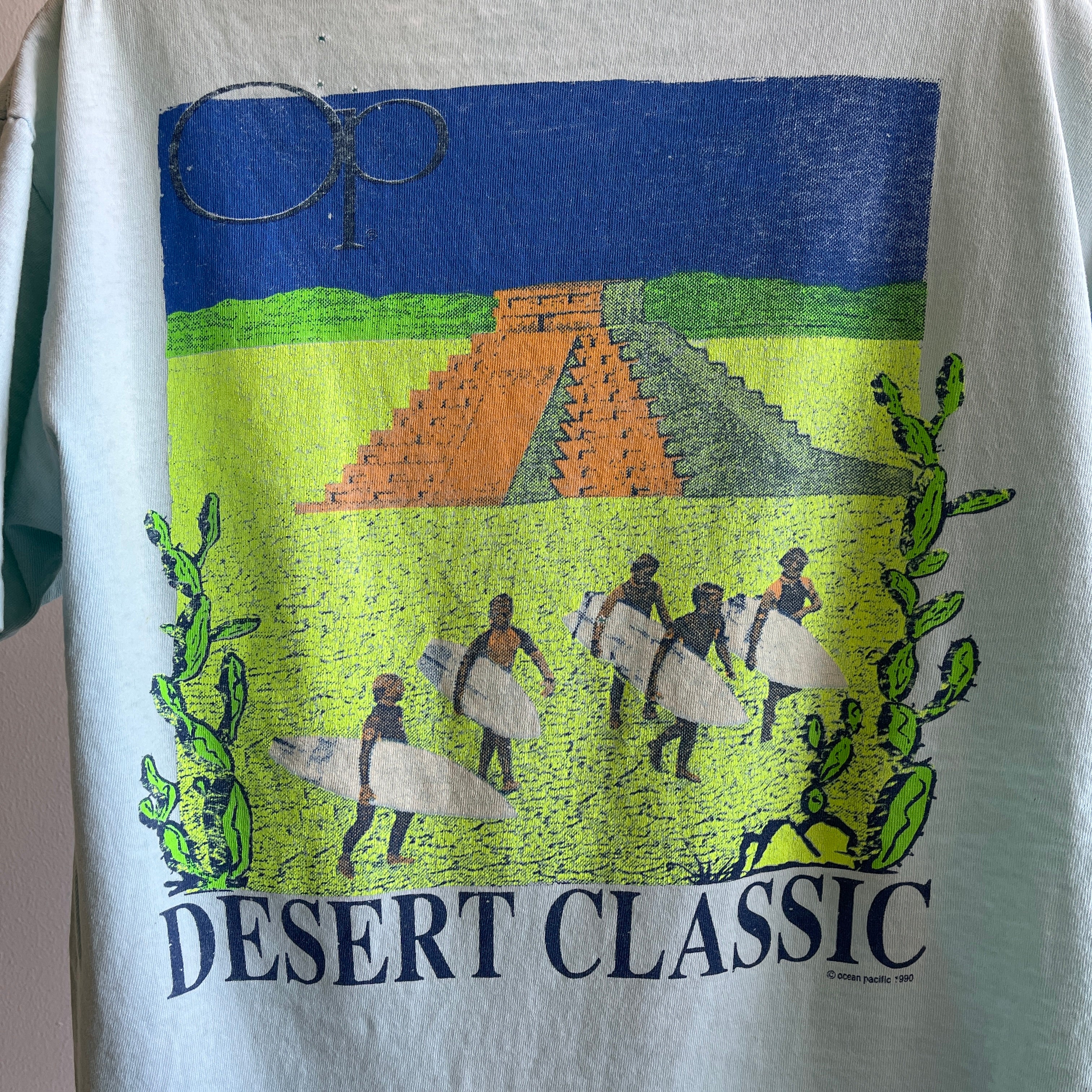 1990 Ocean Pacific Desert Classic (Surfers in Egypt!!) Beat Up Backside T-Shirt