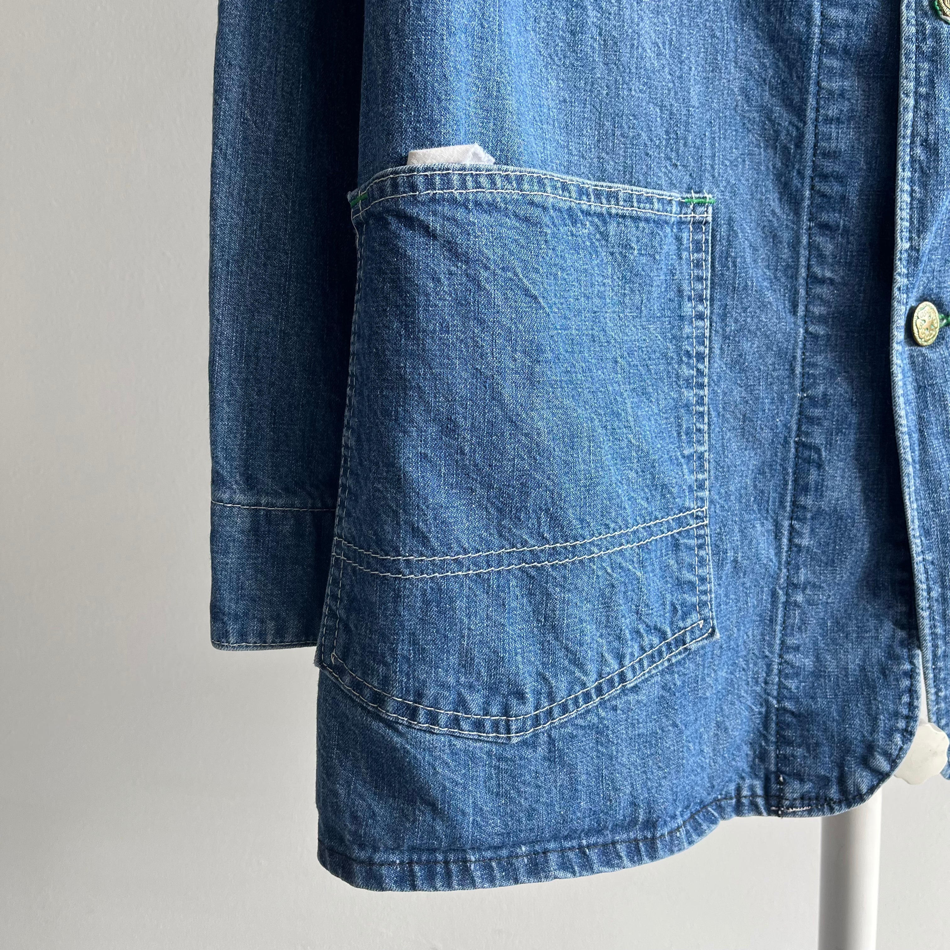 1980s Oversized USA Made OshKosh Lightweight Denim Chore Coat