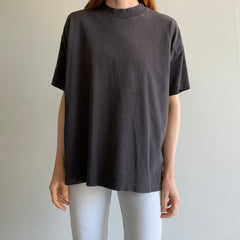 1990s Boxy Faded SLouchy Blank Black T-Shirt