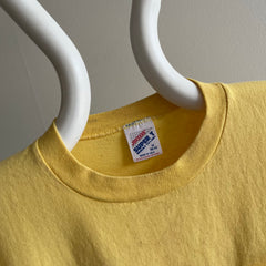 1980s Super Stained Pale Yellow Pocket T-Shirt