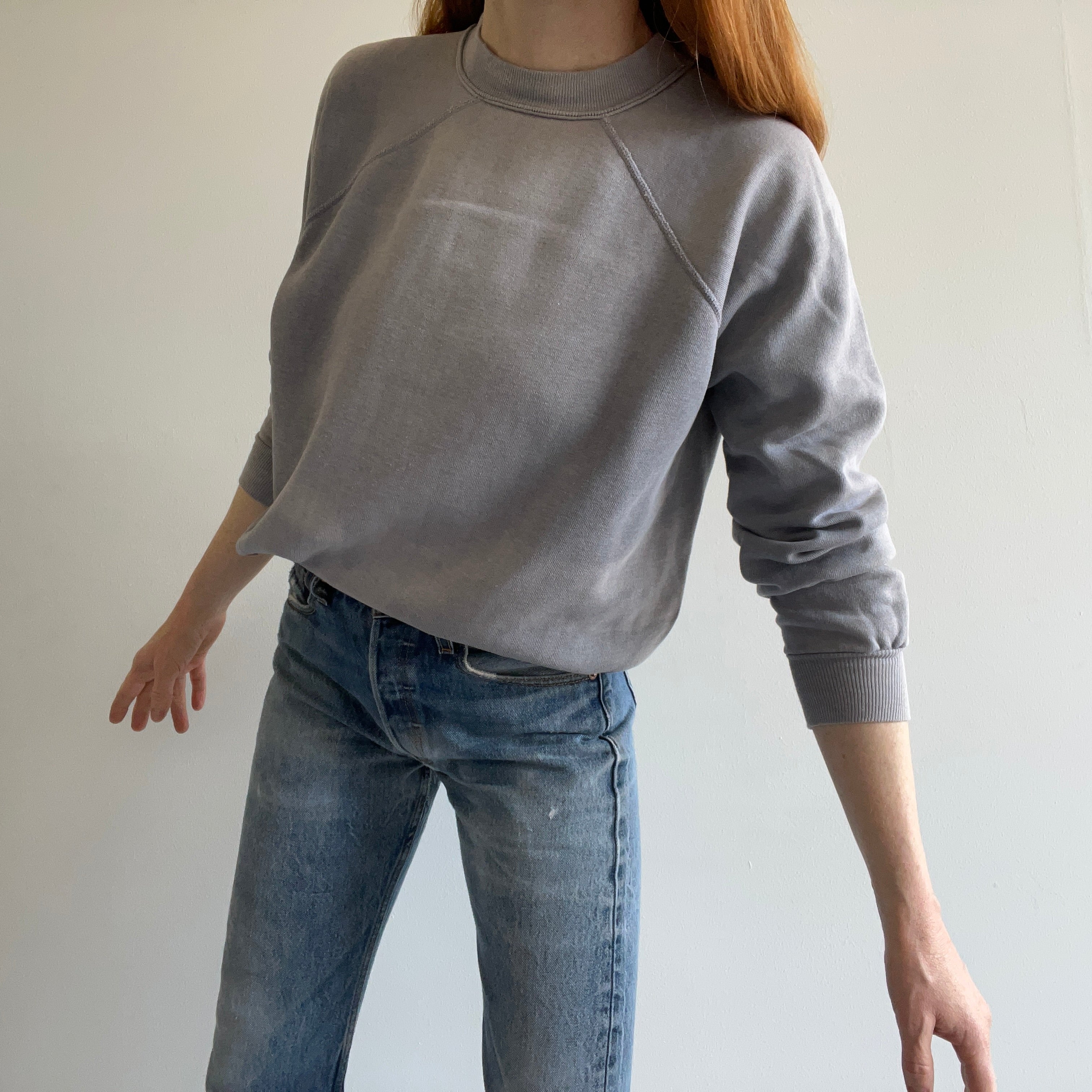 1980s Rad Sun Faded Gray Sweatshirt - Swoon