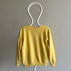 Sweat-shirt raglan vierge jaune pastel des années 1970/80