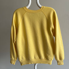 Sweat-shirt raglan vierge jaune pastel des années 1970/80