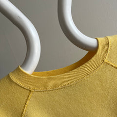 Sweat-shirt raglan vierge jaune pastel des années 1970/80