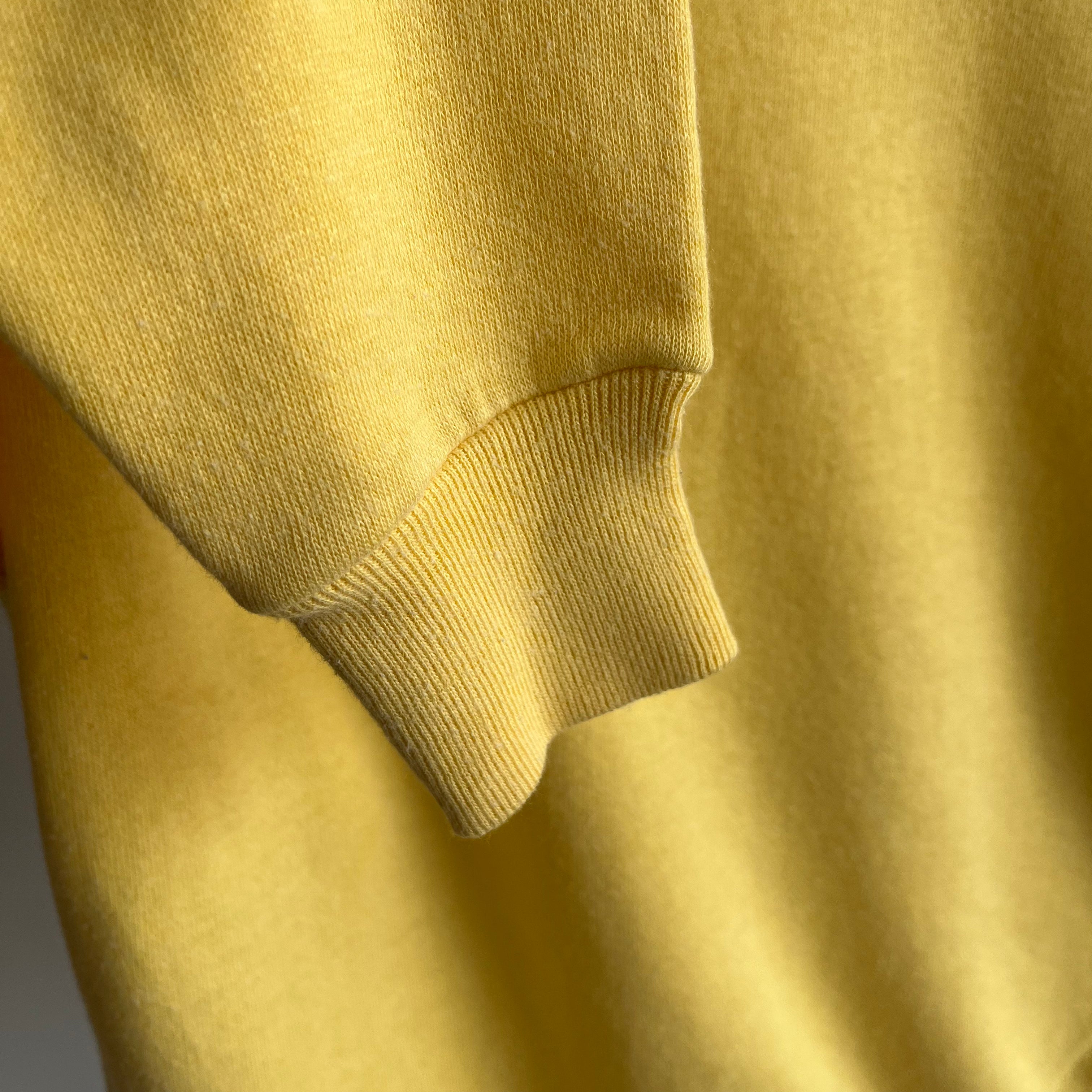 1970/80s Pastel Yellow Blank Raglan Sweatshirt
