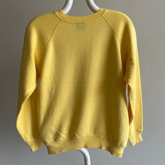 Sweat-shirt raglan vierge jaune pastel des années 1970/80