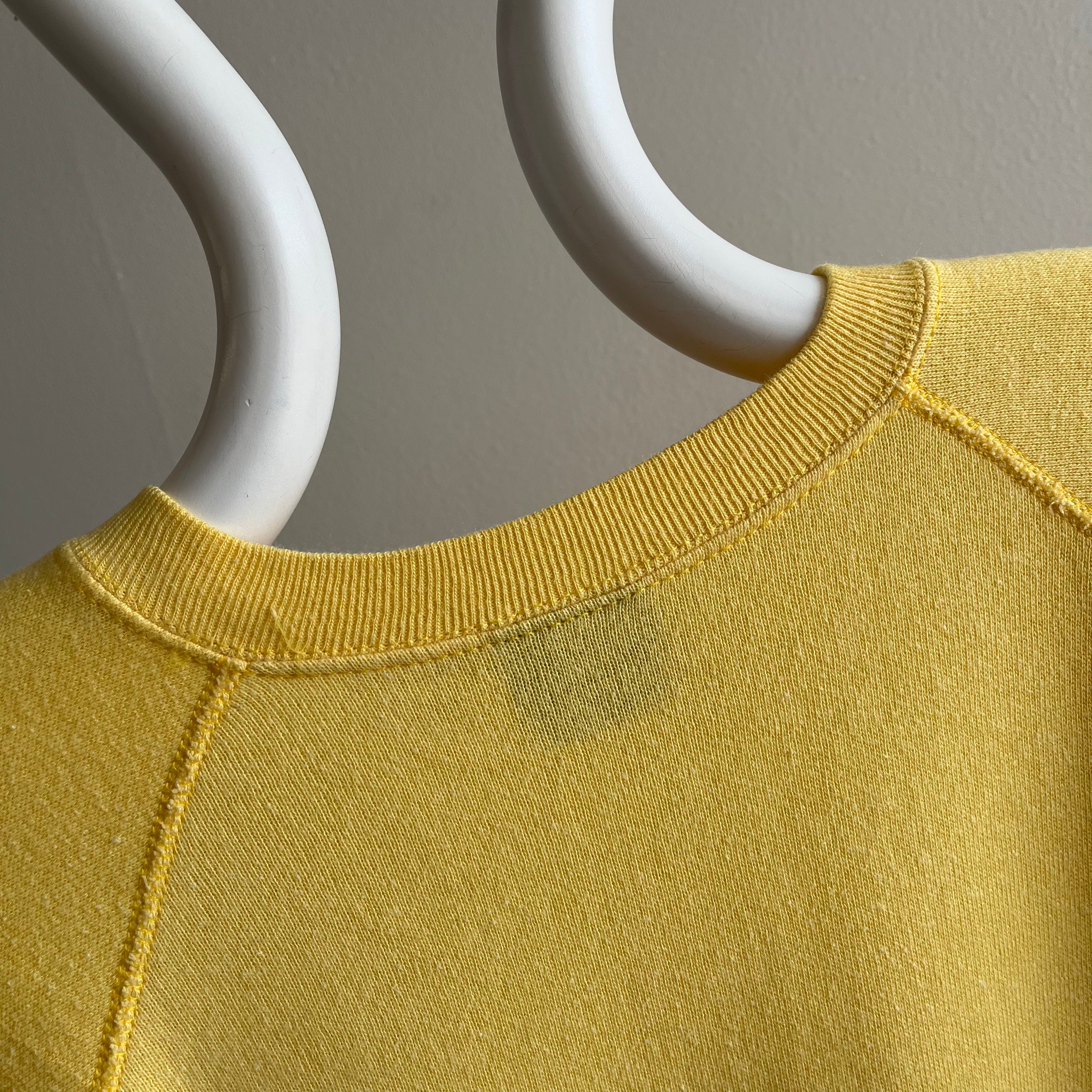 1970/80s Pastel Yellow Blank Raglan Sweatshirt