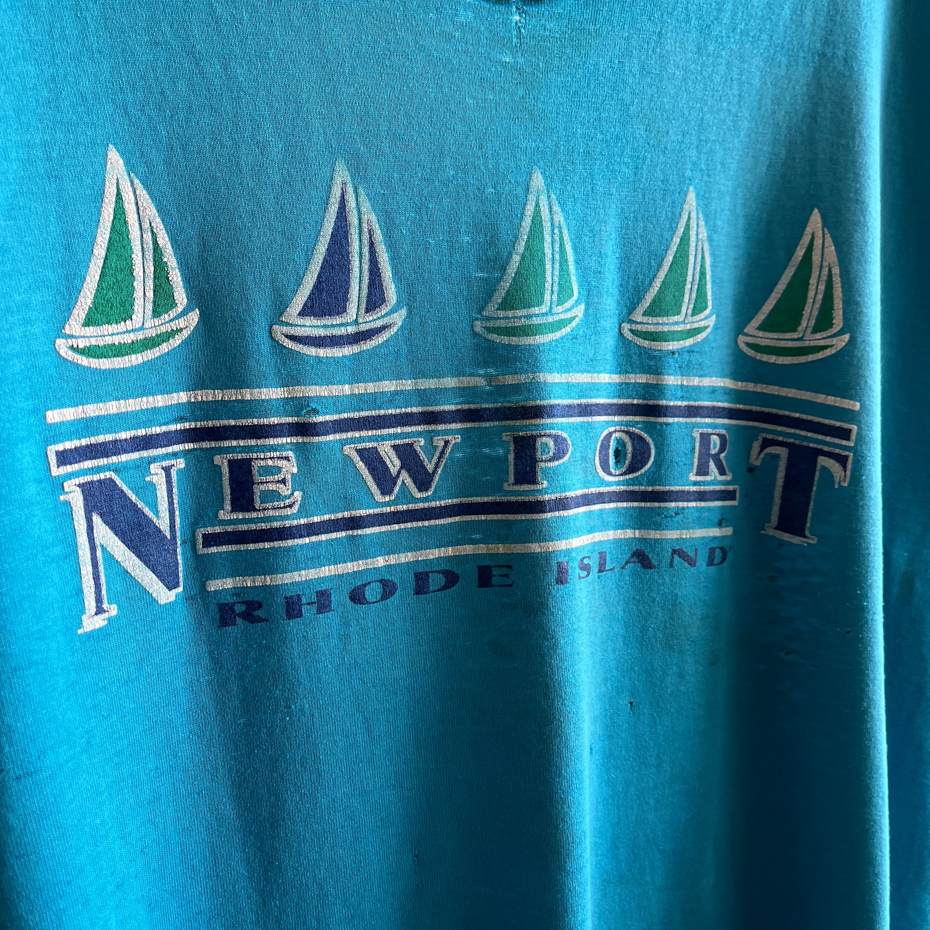1990s New Port Rhode Island Completely Thrashed Oversized T-Shirt
