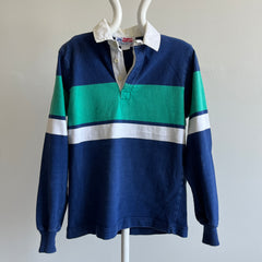 1980s Rugged Wear Ltd Striped Smaller Size Rugby T-Shirt