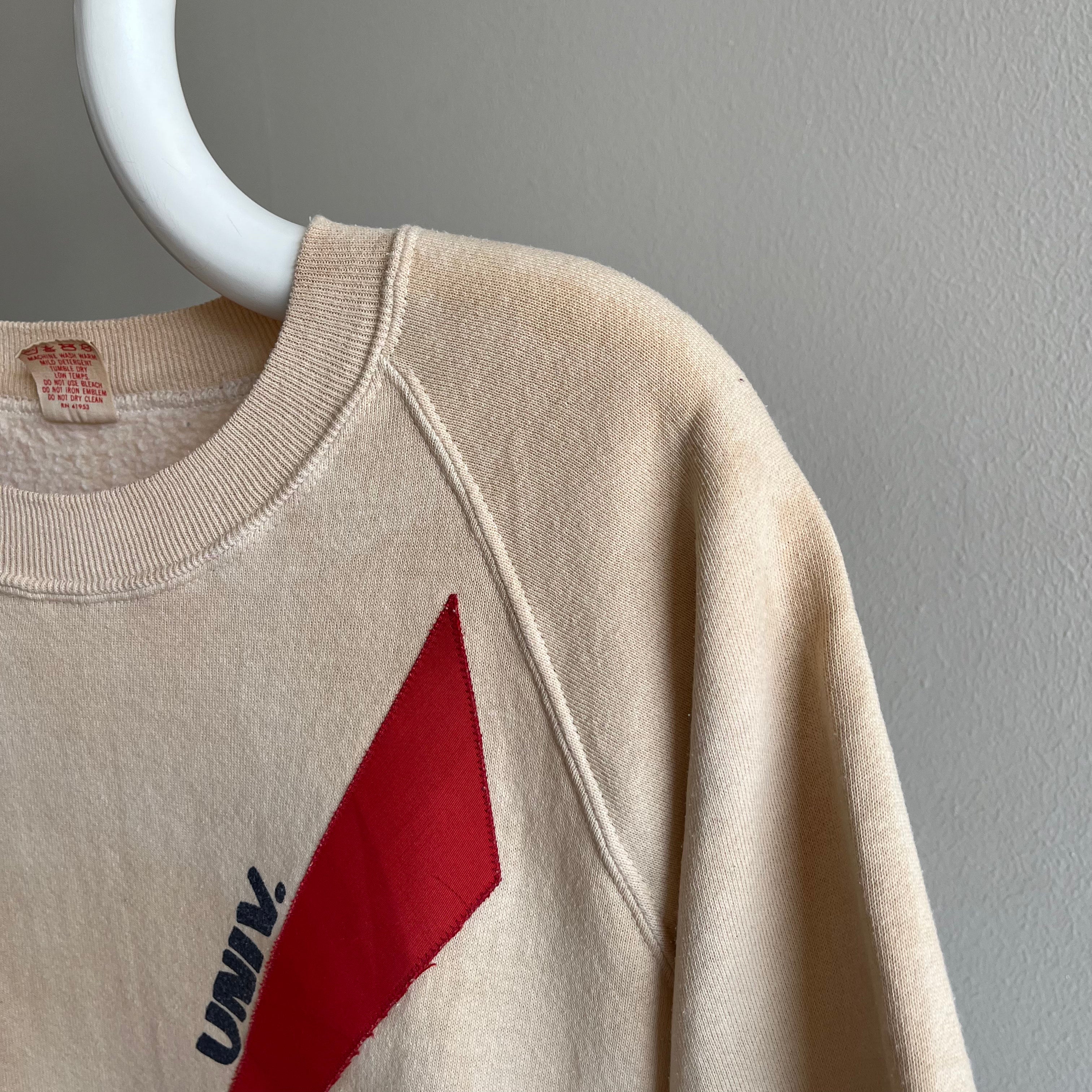 1970s Epic Aged to Ecru Indiana University Sweatshirt by Collegiate Pacific !!!