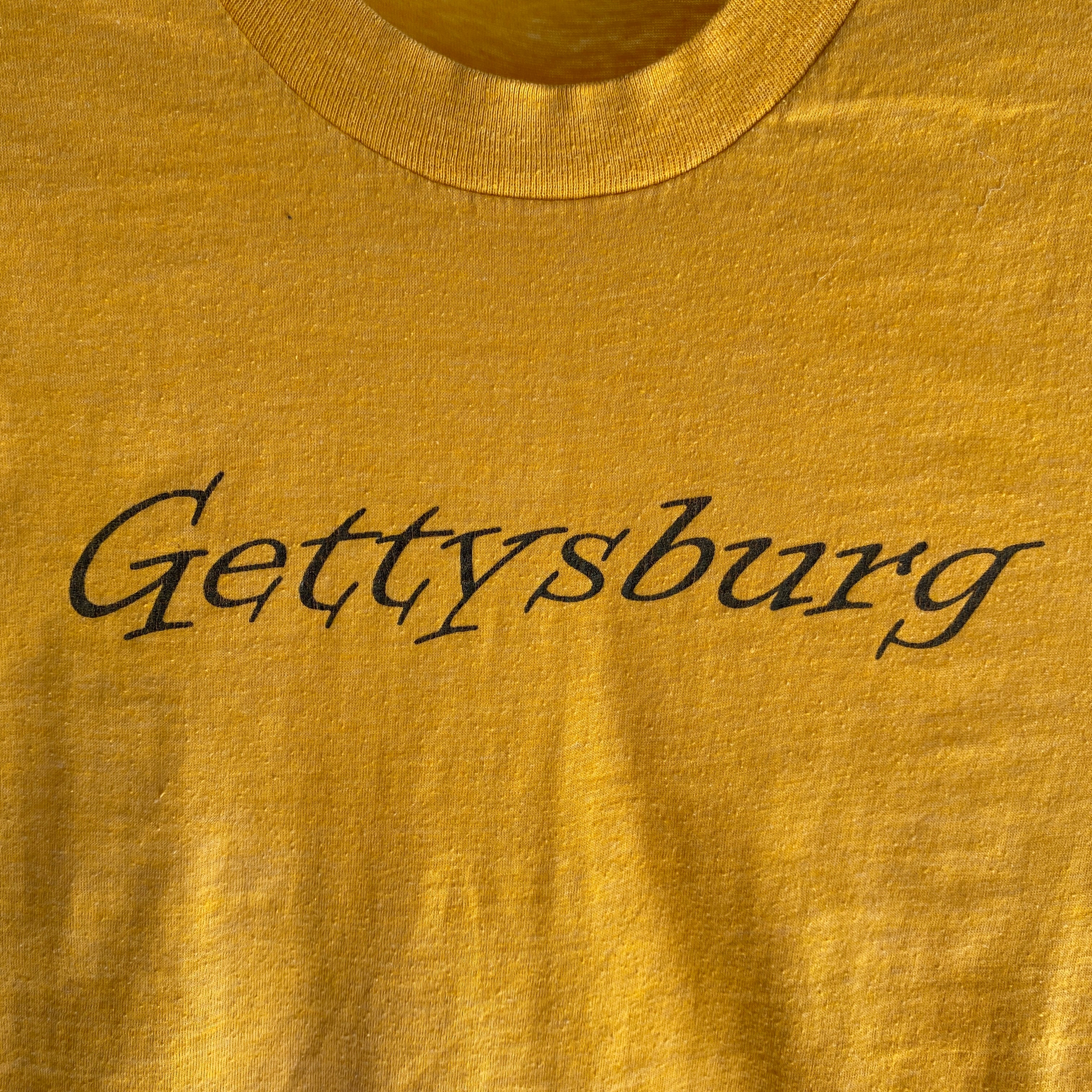 1970s Gettysburg Tourist T-Shirt in Mustard Yellow