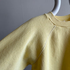 Sweat-shirt raglan vierge jaune beurre des années 1980 - oh mon